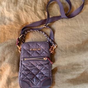 MZ Wallace Quilted Dark Brown Crossbody Bag